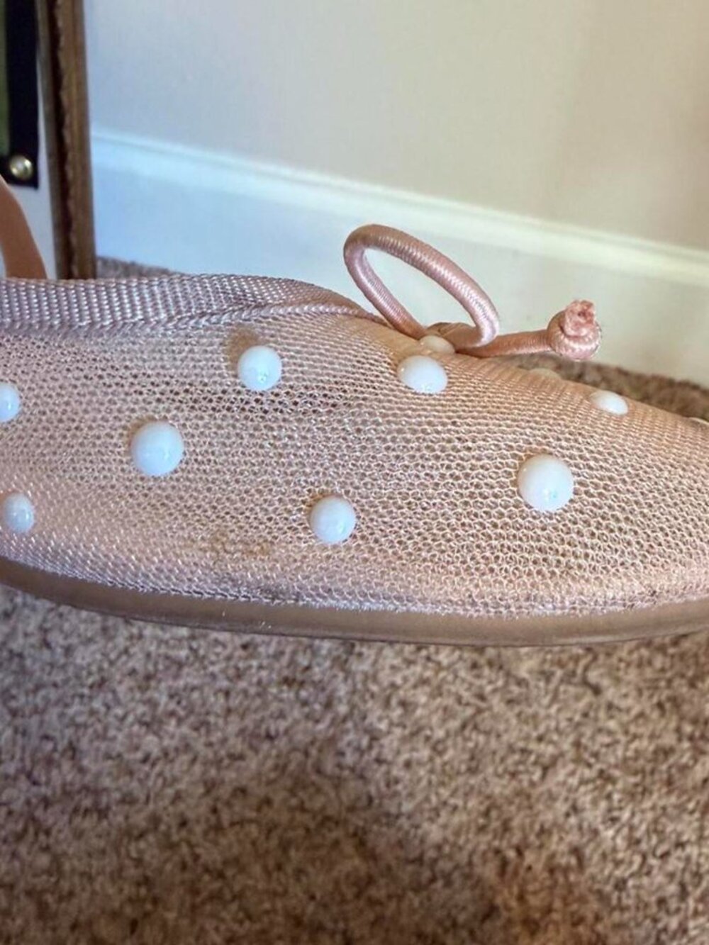 Nude Pearl Embellished Ballet Flats - Picture 5 of 6